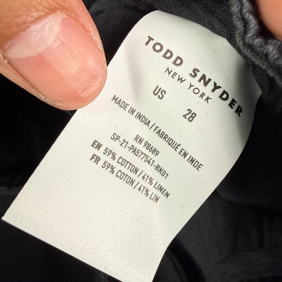 Todd Snyder Surplus Shorts Mens 28 Black Cotton Linen Blend 8" Flat Front NEW - Picture 3 of 8